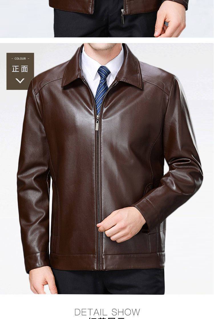 【立体剪裁 俊爽有形】海宁正宗中老年加绒保暖帅气羊皮皮衣(图15)