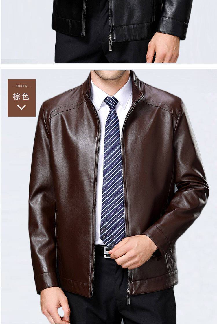 【立体剪裁 俊爽有形】海宁正宗中老年加绒保暖帅气羊皮皮衣(图11)