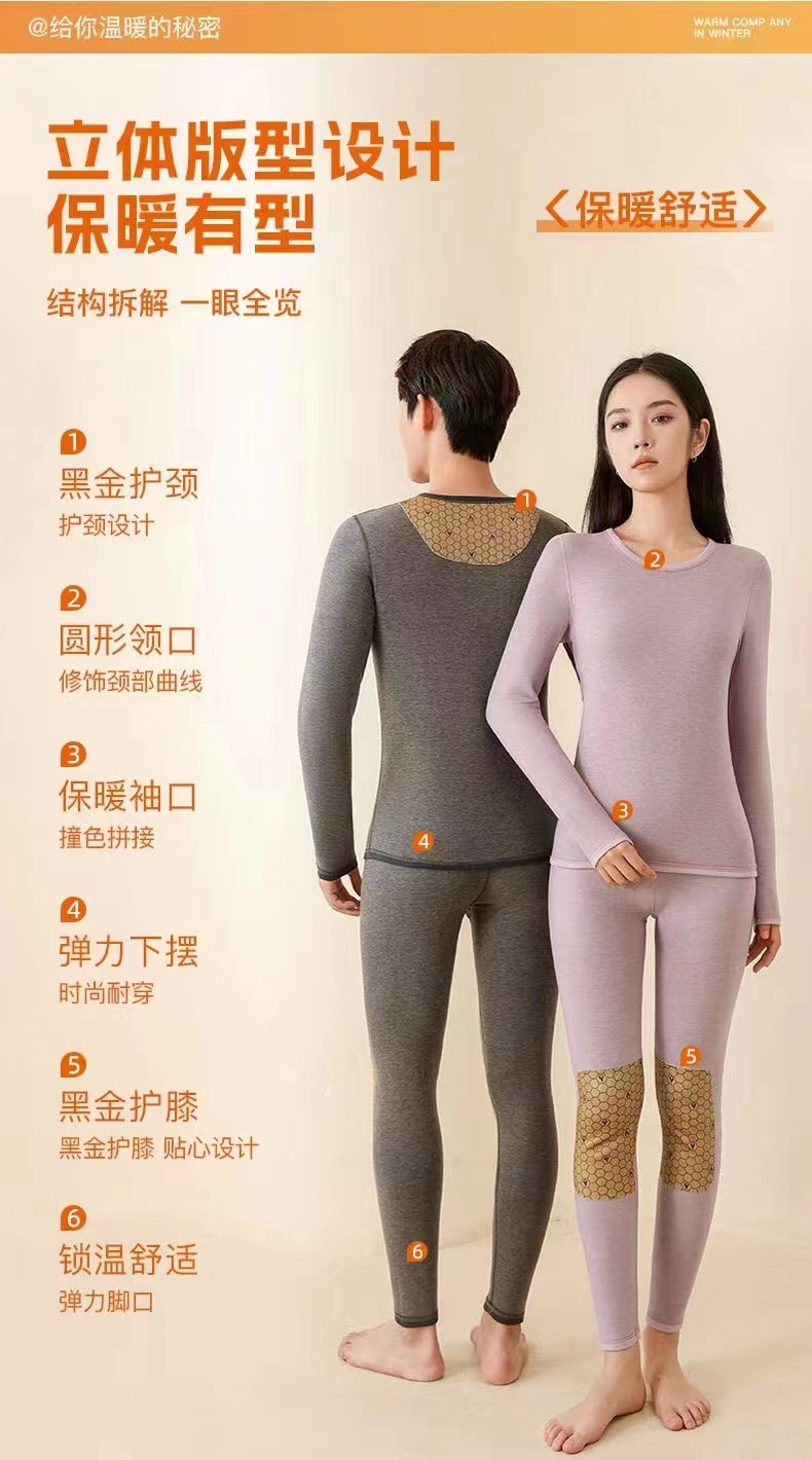 【护颈护膝 黑金蓄热】羊绒保暖套装(图1)