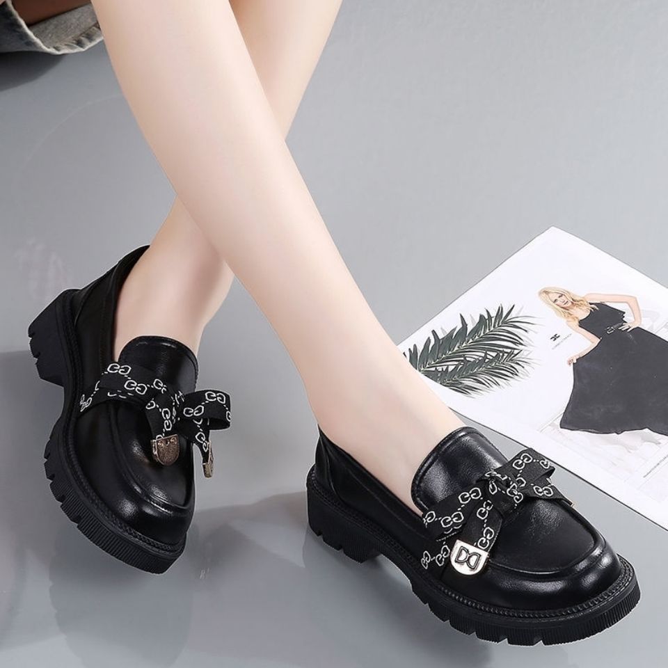 【网红松糕鞋】4CM粗跟单鞋时尚百搭学院风复古蝴蝶绑带结做工精细乐福鞋穿着方便一脚蹬(图7)