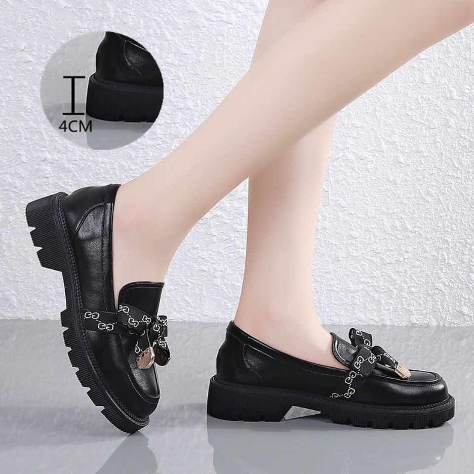 【网红松糕鞋】4CM粗跟单鞋时尚百搭学院风复古蝴蝶绑带结做工精细乐福鞋穿着方便一脚蹬(图16)