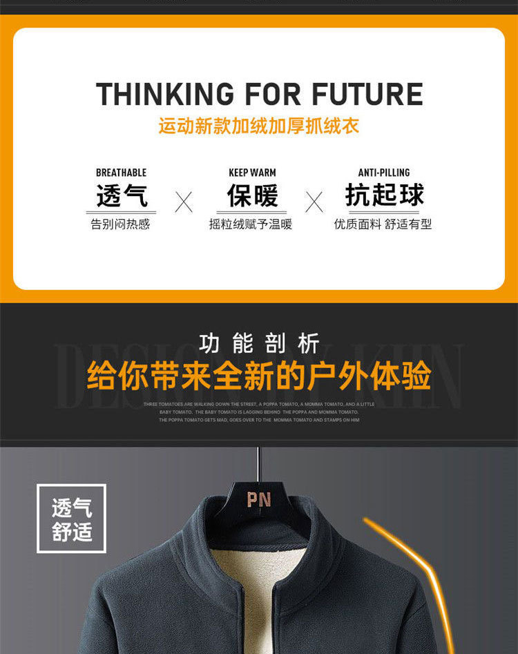 【保暖透气 循环锁温】秋冬宽松加绒加厚夹克休闲保暖抓绒外套开衫(图2)