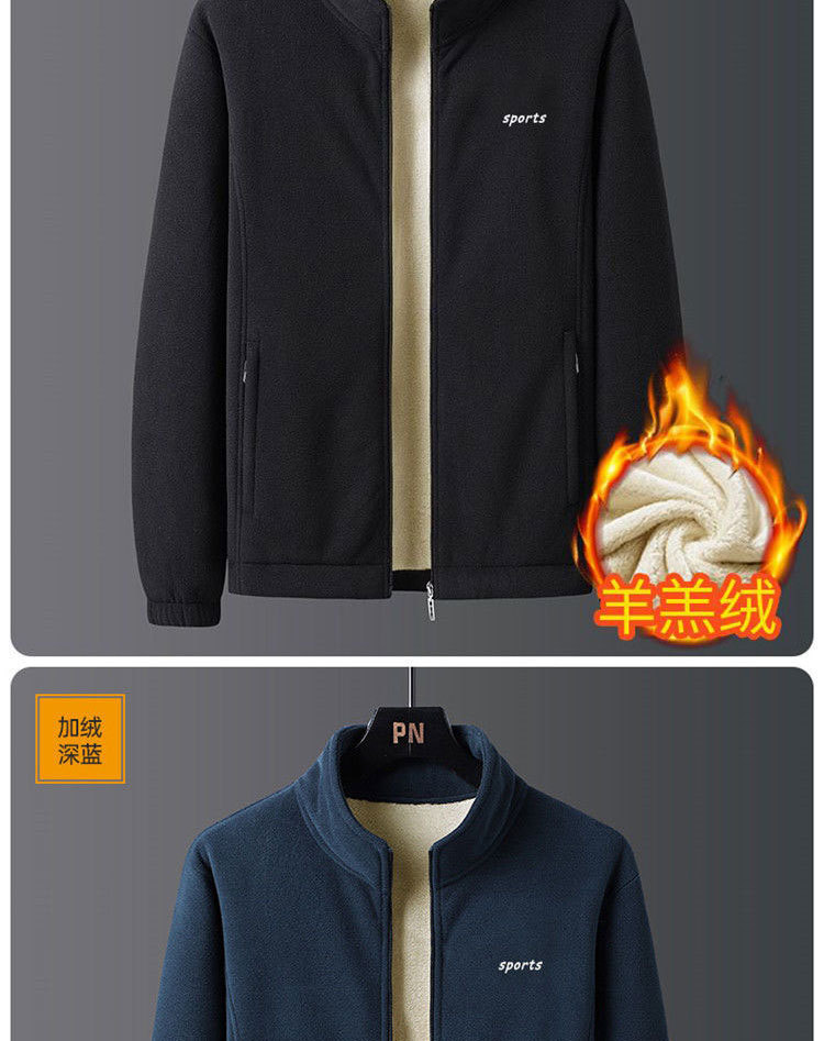 【保暖透气 循环锁温】秋冬宽松加绒加厚夹克休闲保暖抓绒外套开衫(图11)