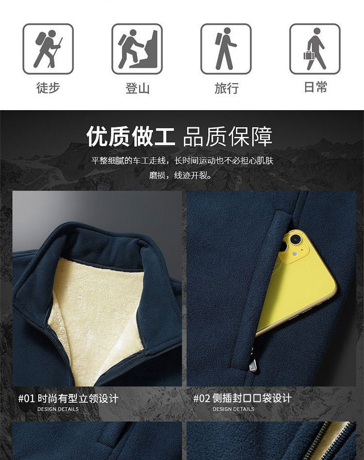 【保暖透气 循环锁温】秋冬宽松加绒加厚夹克休闲保暖抓绒外套开衫(图7)