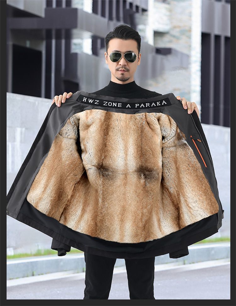 【甄选选材 亲肤柔软】2024冬季高档黄金内胆可拆卸中长款新款派克服男士保暖休闲外套(图3)