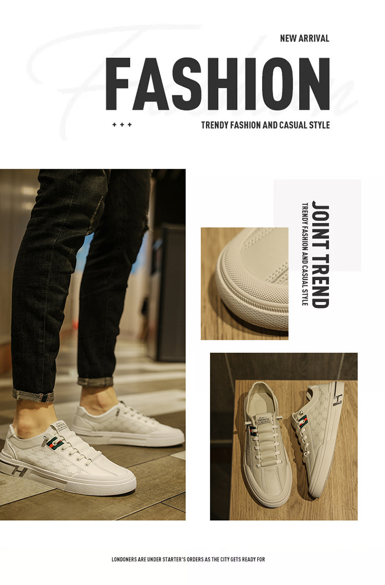 【潮流帅气 舒适透气】夏季新款百搭运动男士休闲小白板鞋(图2)