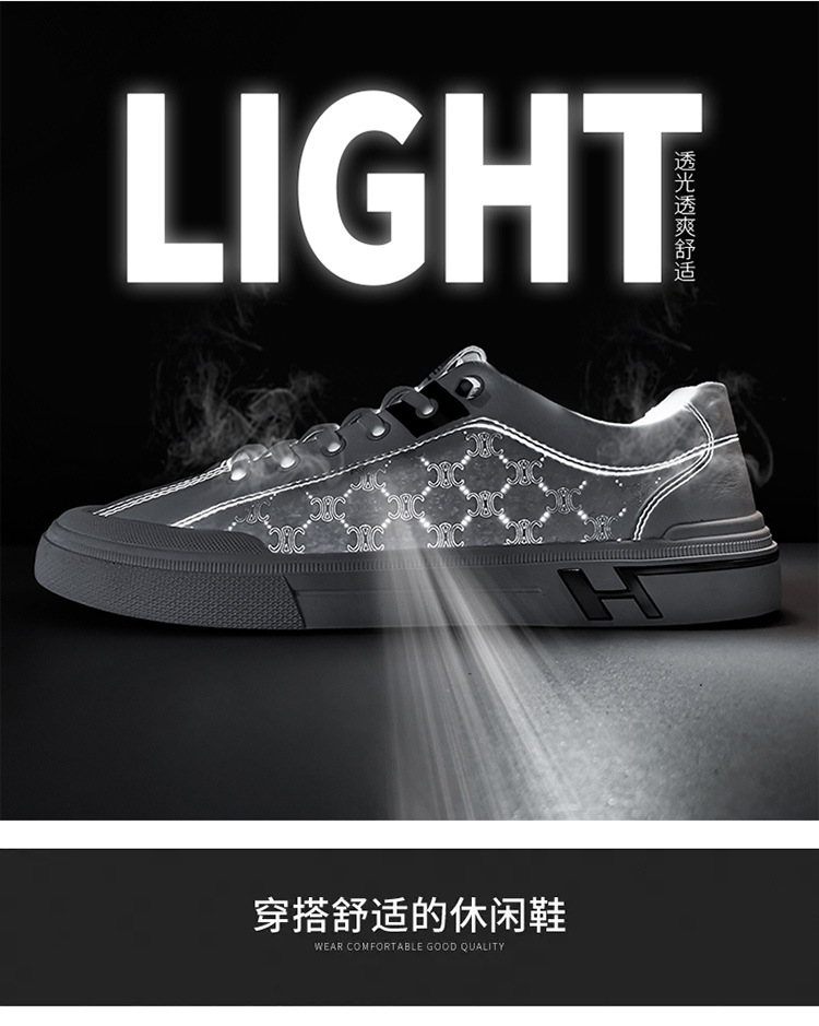 【潮流帅气 舒适透气】夏季新款百搭运动男士休闲小白板鞋(图4)