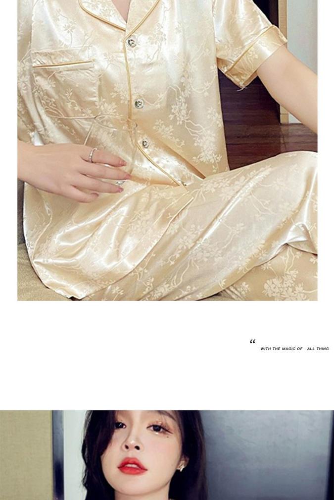 【大牌提花套装】新款冰丝薄款短袖长裤高级感家居服套装凉感透气极简高级的剪裁设计共享高品质(图8)