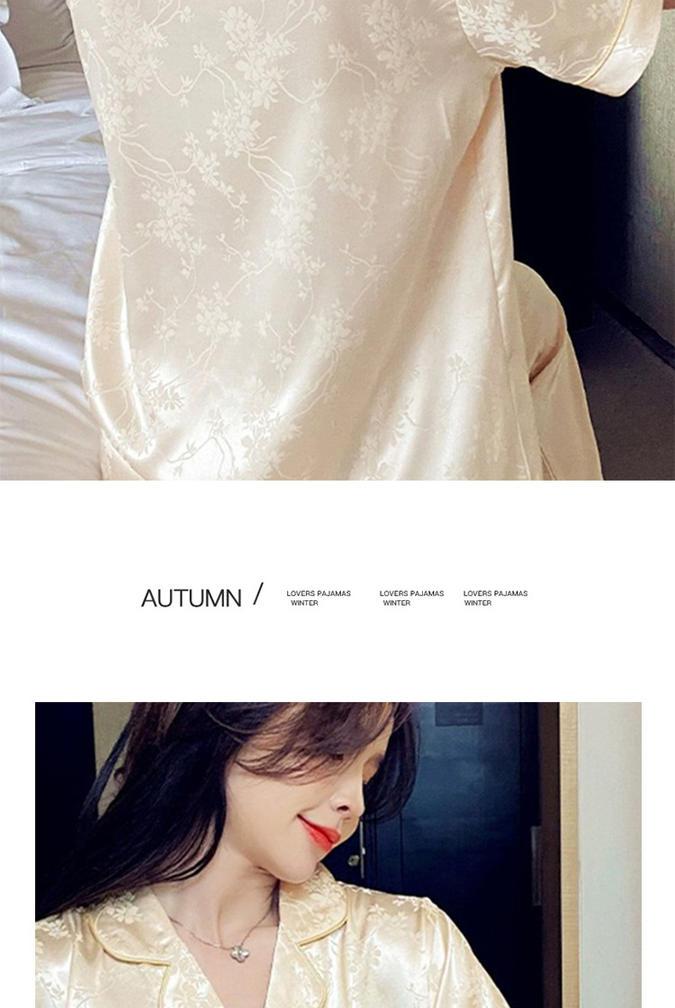 【大牌提花套装】新款冰丝薄款短袖长裤高级感家居服套装凉感透气极简高级的剪裁设计共享高品质(图7)