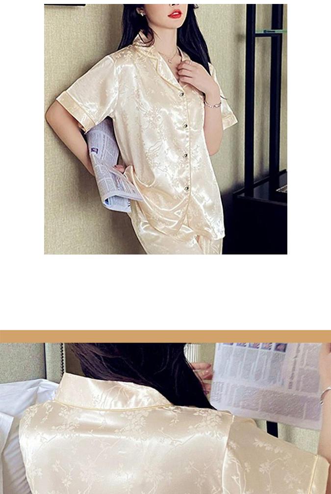 【大牌提花套装】新款冰丝薄款短袖长裤高级感家居服套装凉感透气极简高级的剪裁设计共享高品质(图6)