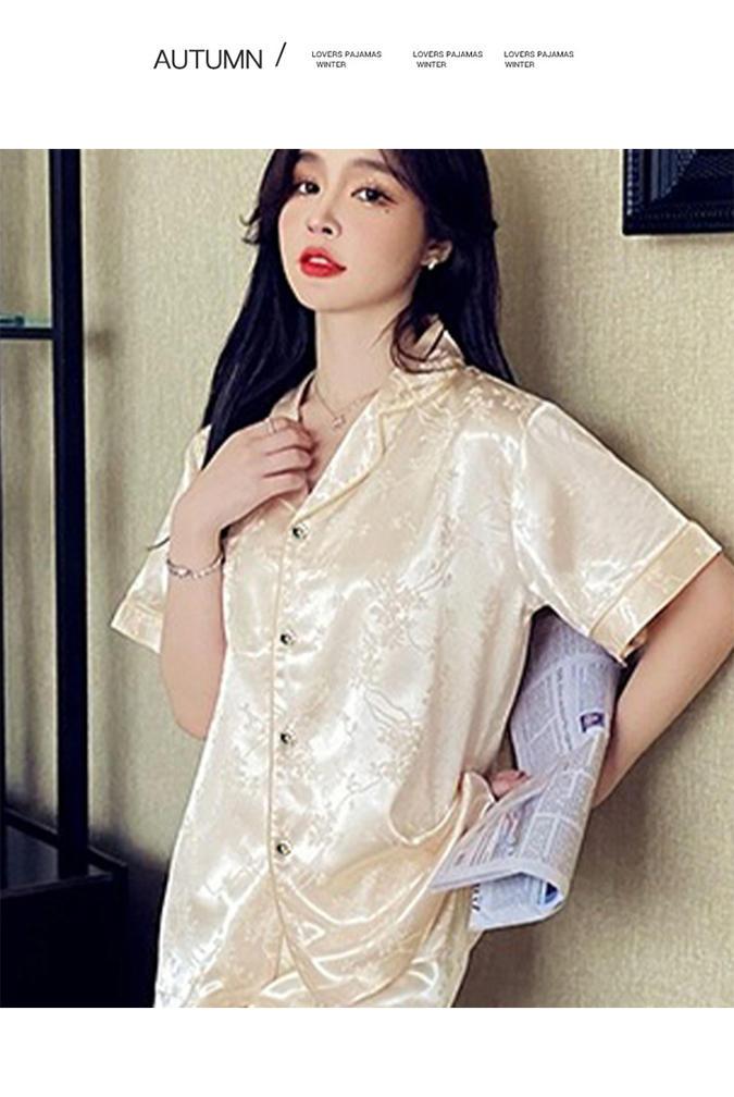 【大牌提花套装】新款冰丝薄款短袖长裤高级感家居服套装凉感透气极简高级的剪裁设计共享高品质(图11)