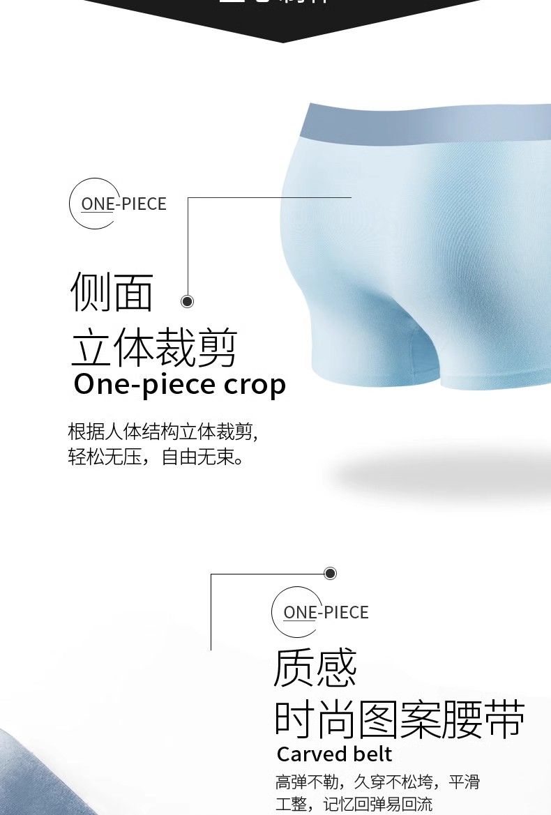 【拍一发六 透气抗菌】夏季薄平角男士石墨烯内裤礼盒装(图9)