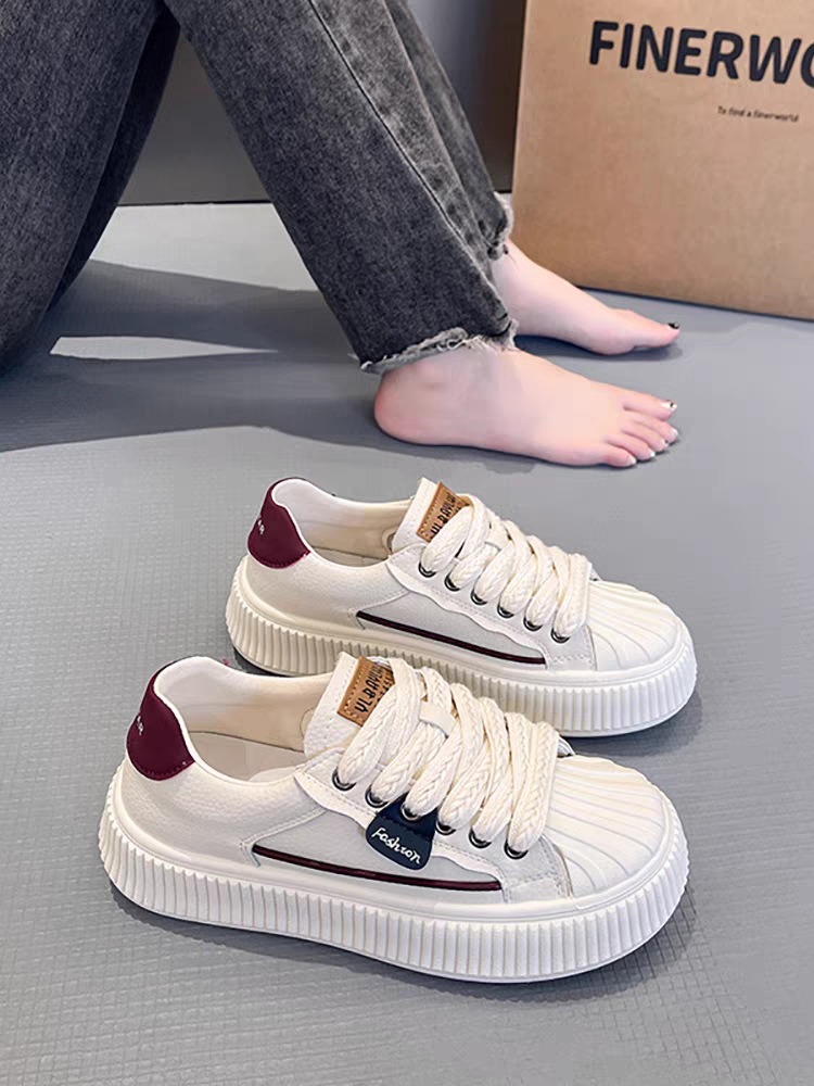 【4CM增高 防滑耐磨】超纤面料舒适内里新款皮面小白鞋(图8)